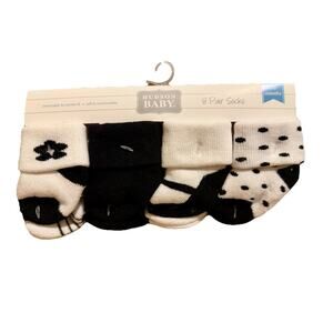 Hudson Baby 8 Pair Socks Gift Set Girls Flower Mary Jane 0-6 Months